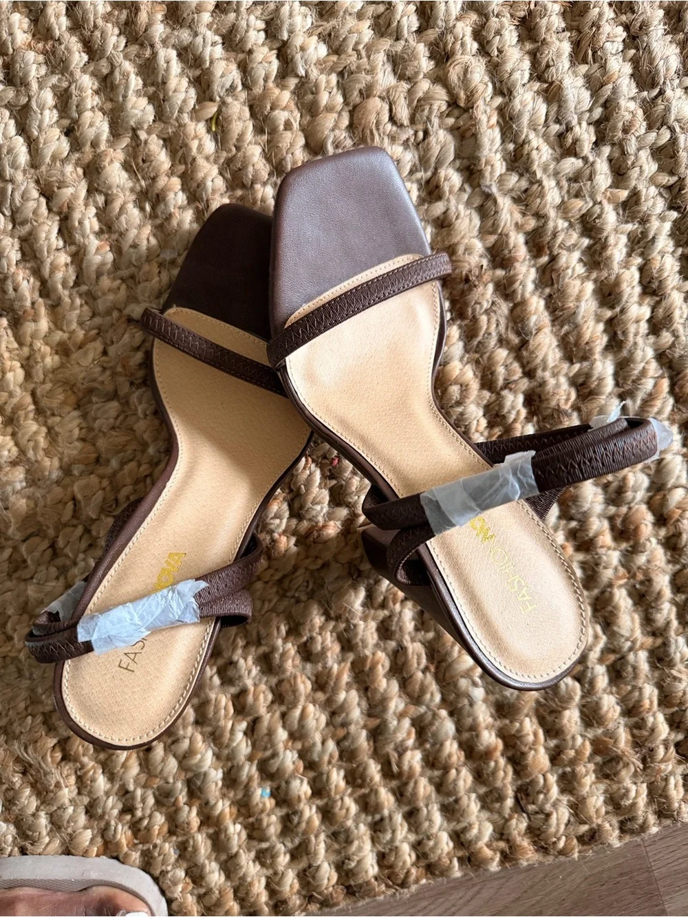 New Women’s Brown Strappy Block Heel Sandals